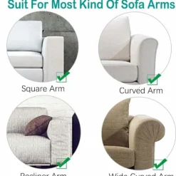 Sofa armlænbeskyttere til lænestole, sofaer, skridsikker lænestol, 2 stk./sæt, fleece premium, strækbar stol sofa armlænbeskytter strækpasform