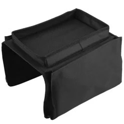 Sofa Armlæns Hængende TV Fjernbetjening Organizer Sofa Opbevaringspose med Kopholderbakke (Sort)