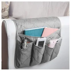 Sofa Armlæns Organizer Skridsikker Caddy Taske til Sofa Armlæn Opbevaringstaske til Telefon Bøger Magasiner TV-fjernbetjening grey