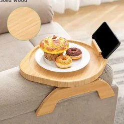 Sofa Armlænsbord, 360° Roterende Sofa Armlænsbakke til Mad Rund