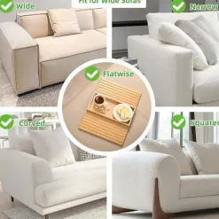 Sofa Armlæsbakke, Sofakopholder, Bambusbakke med Kopholder, Bambus Sofakopholderbakke - WELLNGS