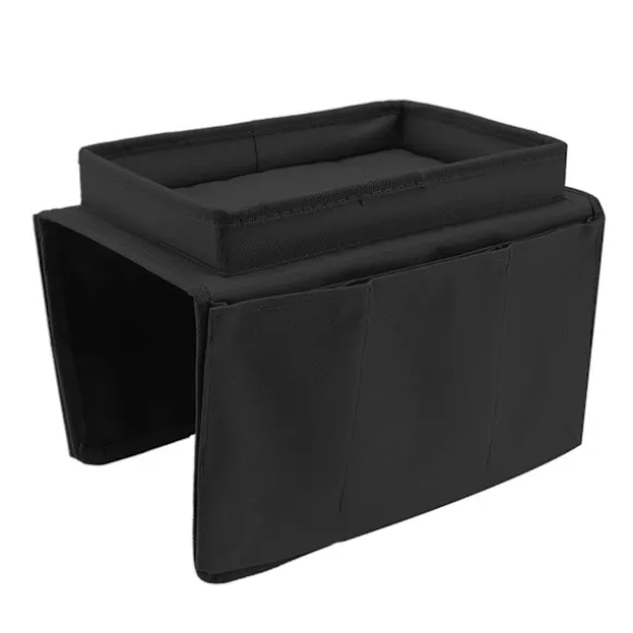 Sofa Bakke Armlæn Opbevaringsholder Bord 600D Oxford stof sidelommer til sofa Sort
