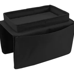 Sofa Bakke Bordklemme til Sidebord, Sammenklappeligt Sofa Armbordsbord Aftagelig Armlænsbakke til Spisning og Drikke Sort-FF- black