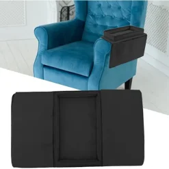 Sofa Bakke Bordklemme til Sidebord, Sammenklappeligt Sofa Armbordsbord Aftagelig Armlænsbakke til Spisning og Drikke Sort-FF- black
