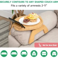 Sofa bakke med roterende mobiltelefonholder Bambustræ sammenklappelig A[CO]