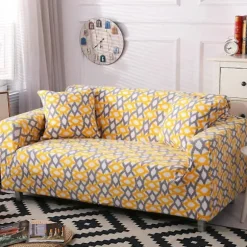 Sofa betræk elastisk, strækbart sofa overtræk (rattan gul, 2 personers 145-185cm)