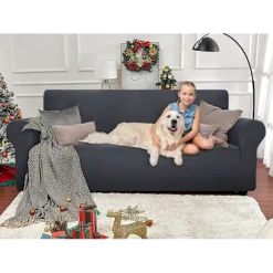 Sofa Betræk med Armlæn, Strækbar Sofa Betræk, Universal Sofa Betræk Beskytter til Katte Hunde Ridser, Skridsikker Stol Betræk, Grå