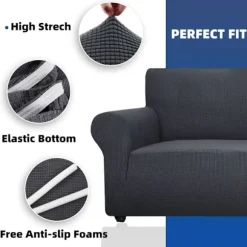 Sofa Betræk med Armlæn, Strækbar Sofa Betræk, Universal Sofa Betræk Beskytter til Katte Hunde Ridser, Skridsikker Stol Betræk, Grå