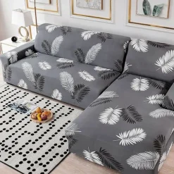Sofa betræk, strækbart sofa betræk jacquard sofa beskytter (fjer, 1 personers sofa betræk: 90-140cm)