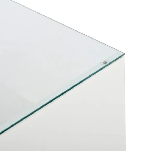 Sofa bord 105 cm med LED-stemningsbelysning, opbevaringsplads, glasplade & 2 skuffer, moderne & minimalistisk white