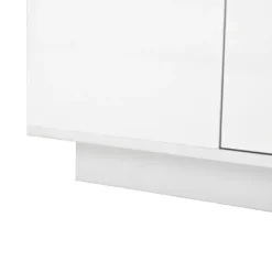 Sofa bord 105 cm med LED-stemningsbelysning, opbevaringsplads, glasplade & 2 skuffer, moderne & minimalistisk white
