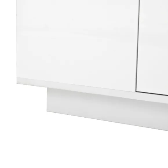Sofa bord 105 cm med LED-stemningsbelysning, opbevaringsplads, glasplade & 2 skuffer, moderne & minimalistisk white
