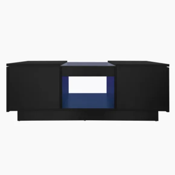 Sofa bord med app-styring & LED-belysning, 2 skuffer, glasplade | Sort, 100x50x35,5 cm | Moderne stuebord Black