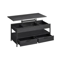 Sofa Bord, Stuebord, med Opbevaringsskuffer, Koksgrå og Blæksort