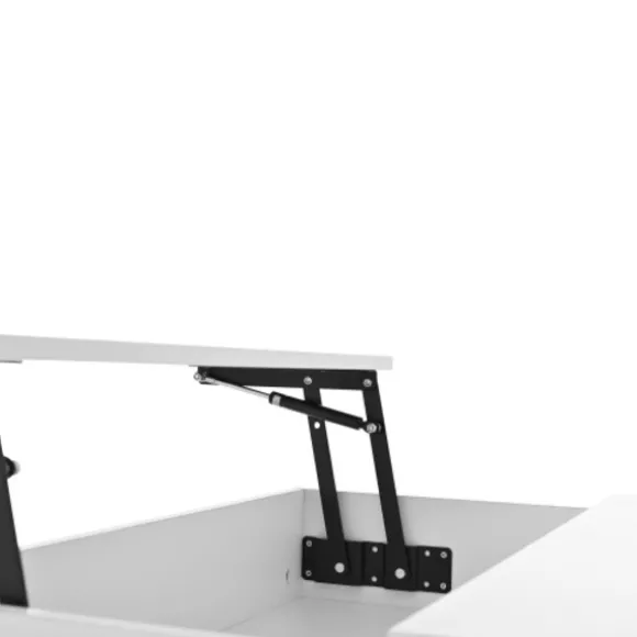 Sofa bord 70x70 cm med 360° roterende top & 3 skuffer - dobbeltlagsdesign, hvid/sort White+Black