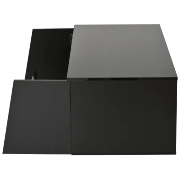 Sofa bord 100x50cm sort med LED-belysning, 2 skabe & skuffe, højglans, irregulært design Black