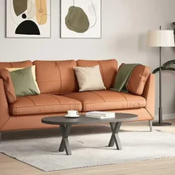 Sofa bordsben X-form 2 stk antracit 37x(30-31) cm stål-WELLNGS