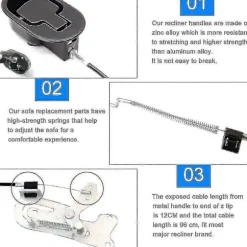 Sofa Kabel i Aluminium Legering 96cm Håndtag Recliner Udskiftning Universal Stol Reservedele Nem Installation Til Sofa Recliner Recliner Relax Stol B | Fyndiq