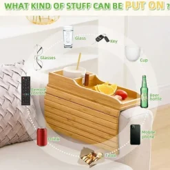 Sofa Kopholder, Sofa Drikkeholder, Naturlig Bambus Sofa Kopholder Armlænsbakke, Bærbar Sofa A