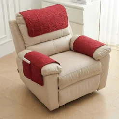 Sofa nakkestøtte pude armlæns pude 3-delt sæt med 8-tals opbevaringslomme lænestol armhåndklæde beige 3 Seat