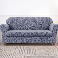 Sofabetræk 2-delt Jacquard Damask Betræk til 2 Hynder Strækbart Sofabetræk Møbelbeskytter Stolebetræk til Stue Børn, Kæledyr (Med