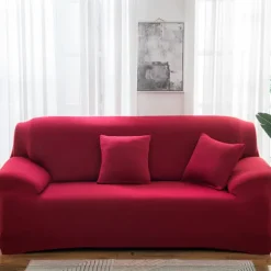 Sofabetræk 3-personers L-form Universal Sofakast, Blød Spandex, Skridsikker, Vaskbar, Elastisk Rem Sofabeskyttelse, Strækbar Sofabetræk Red Single seat (90–110 cm) | Fyndiq
