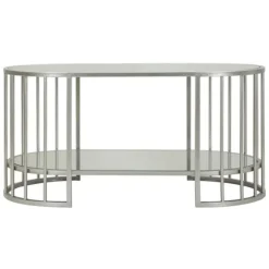 Sofabord – Sølvmetal, marmorlook, 90x50x45 cm