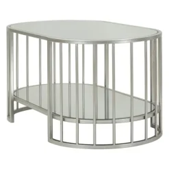Sofabord – Sølvmetal, marmorlook, 90x50x45 cm