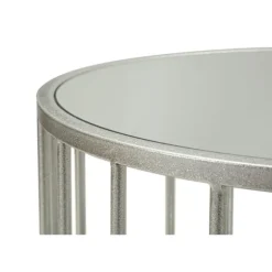 Sofabord – Sølvmetal, marmorlook, 90x50x45 cm