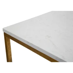 Sofabord, guldmetal, hvid marmor, glashylde