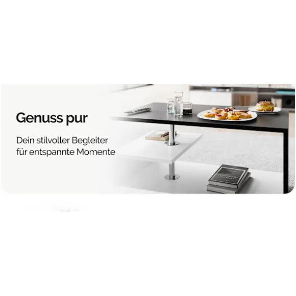 Sofabord, hvid/sort, 95x55x50cm, moderne design