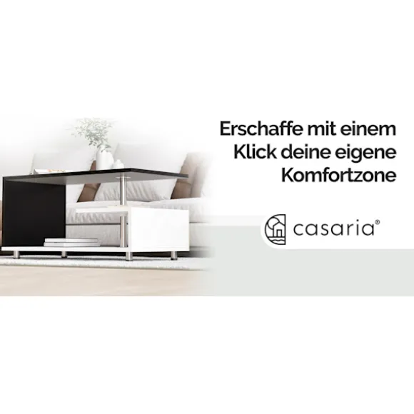 Sofabord, hvid/sort, 95x55x50cm, moderne design