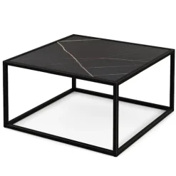 Sofabord i marmorlook rektangulært sofabord med bordplade lavet af imiteret marmor 70 x 70 x 40 cm sort