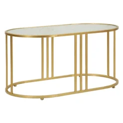Sofabord, marmorlignende bordplade, 90x50x45 cm