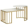 Sofabord, marmorlignende bordplade, guldramme, 90x50x50 cm