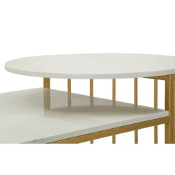 Sofabord, marmorlignende bordplade, guldramme, 90x50x50 cm