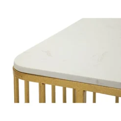 Sofabord, marmorlignende bordplade, guldramme, 90x50x50 cm