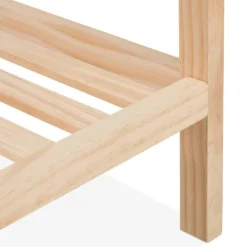 Sofabord med glasplade – fyrretræ, 2 hylder