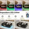 Sofabord med LED-lys, Fjernbetjening, Opbevaring, Sort, 95x55x31 cm