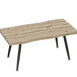 Sofabord med stålben, egetræsfinish, 100x50x45 cm