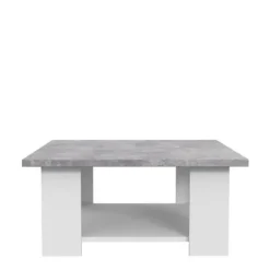 Sofabord PILVI - Hvid og lys beton - Moderne - L 67 x P 67 x H 31 cm Vit/ljusgrå betongoptik