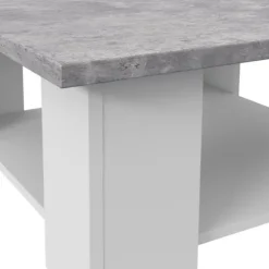 Sofabord PILVI - Hvid og lys beton - Moderne - L 67 x P 67 x H 31 cm Vit/ljusgrå betongoptik