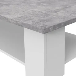 Sofabord PILVI - Hvid og lys beton - Moderne - L 67 x P 67 x H 31 cm Vit/ljusgrå betongoptik