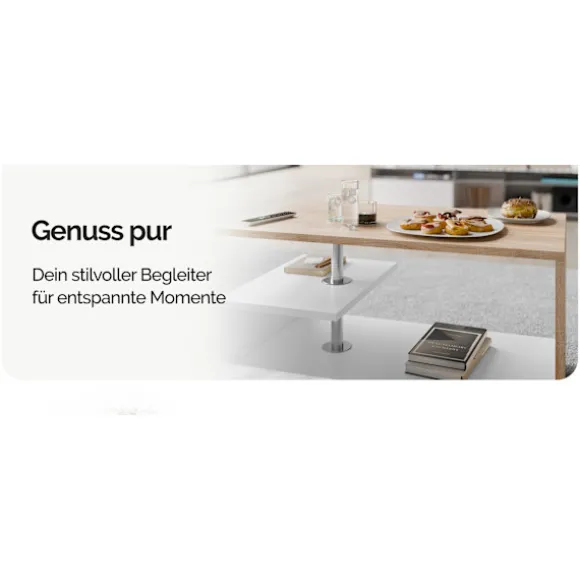 Sofabord 95x55x50cm, Moderne Design, Justerbare Fødder, Opbevaring