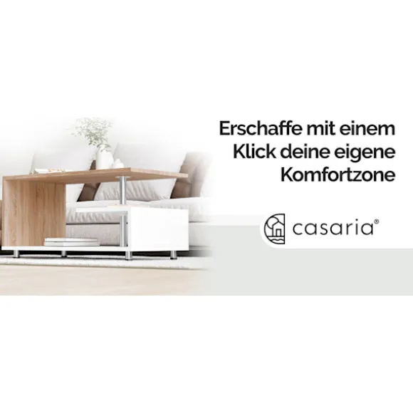 Sofabord 95x55x50cm, Moderne Design, Justerbare Fødder, Opbevaring