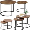 Sofabordssæt 2 stk runde 60/40 cm laminat-MDF sort metal