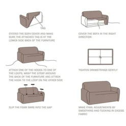 Sofaovertræk - Tyk jacquard - Beige - 3-personers sofa - Helpræget støvtæt overtræk - Unikt stykke