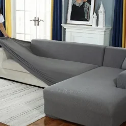 Sofaovertræk, hjørnesofa stretchovertræk, stretchovertræk til 1/2/3/4-personers (L-formet hjørnesofa kræver to) (3-personers: 190-230 cm, grå)