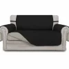 Sofaovertræk, skridsikkert, vendbart møbelbeskyttelse, vandtæt, sofaovertræk med elastiske bånd, kæledyrsbeskyttelse (Enkelt sæde, sort)