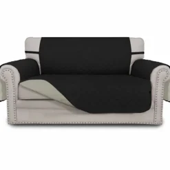 Sofaovertræk, skridsikkert, vendbart møbelbeskyttelse, vandtæt, sofaovertræk med elastiske bånd, kæledyrsbeskyttelse (Enkelt sæde, sort)